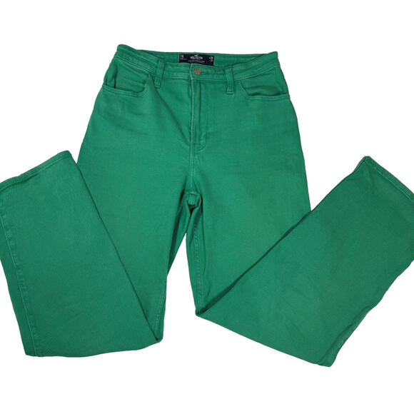 Hollister Dad Jeans Women 7R W28 L31 Green Ultra High Rise Stretch Casual Pants - Picture 1 of 14